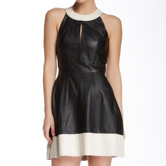 NWT French Connection Jive Halter Leather Dress 8 - Picture 2 of 9